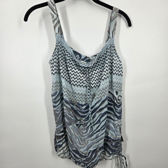 Prana SZ S Sleeveless Cotton Tribal Animal Print Spaghetti Strap top blouse tank - Picture 1 of 4